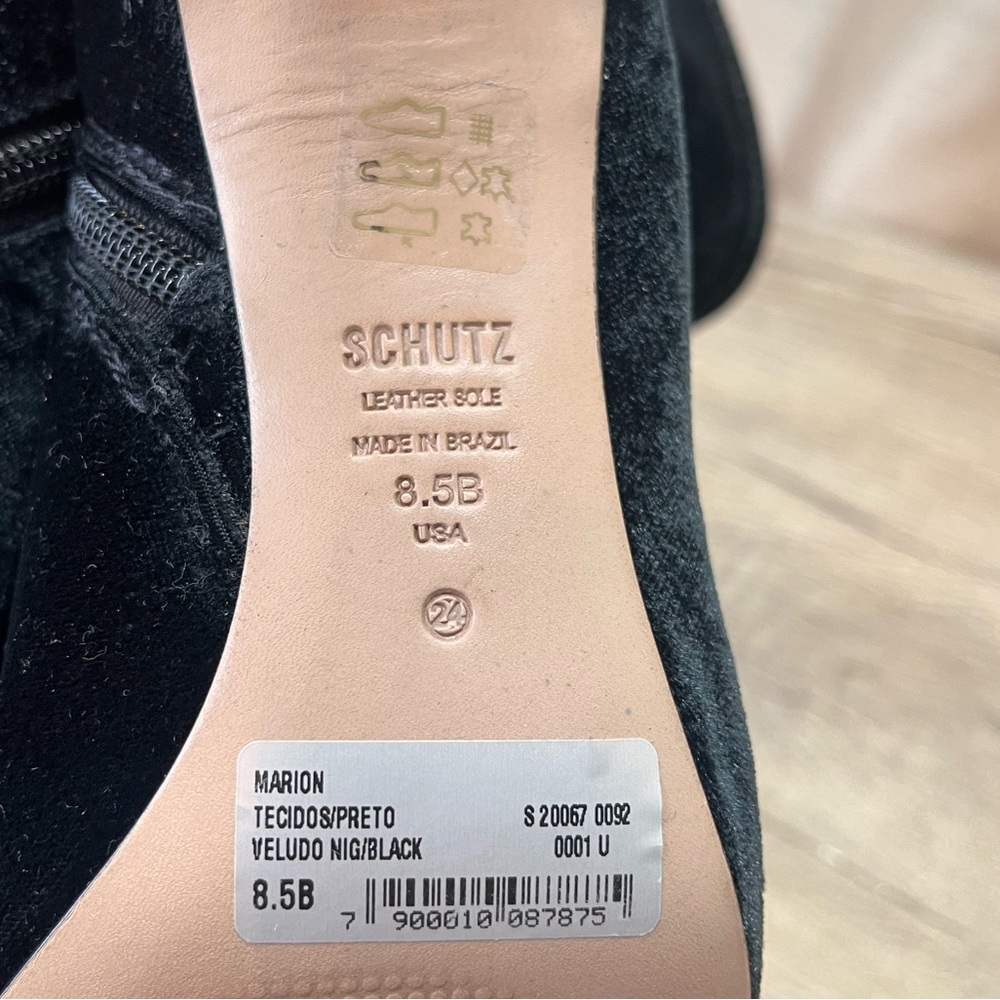 SCHUTZ black velvet Marion heeled boot size‎ 8.5 - Picture 8 of 8